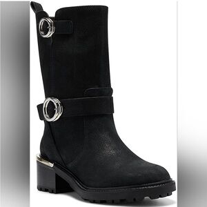 VINCE CAMUTO KERIVINI LEATHER MOTO BOOTS  SIZE 8.5W Black